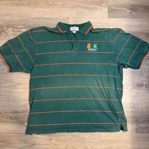 Boca Classics Miami Hurricanes Polo Shirt Mens XL Green Orange Striped Cotton